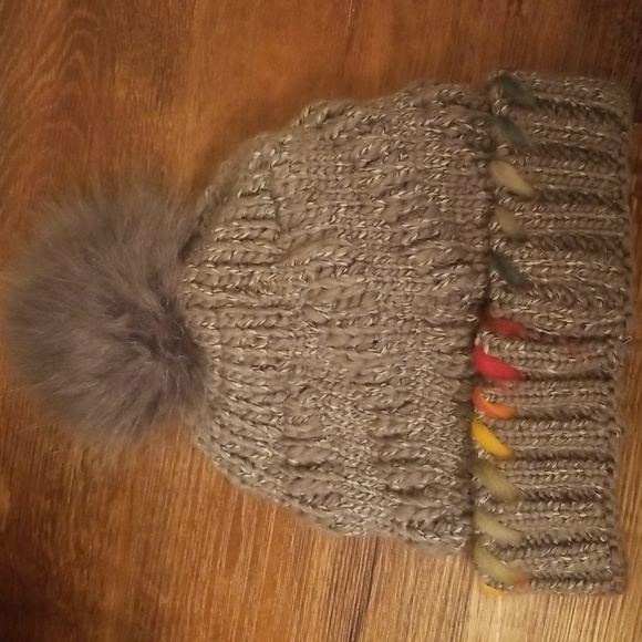 C.C. Beanie Hat with fluffy ball on top - Picture 4 of 7